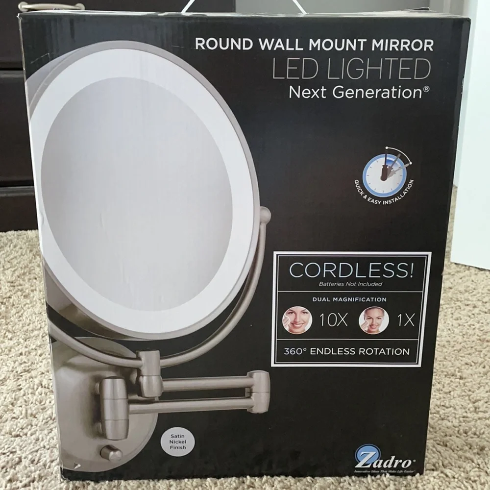 Round wall mount mirror LED lighted